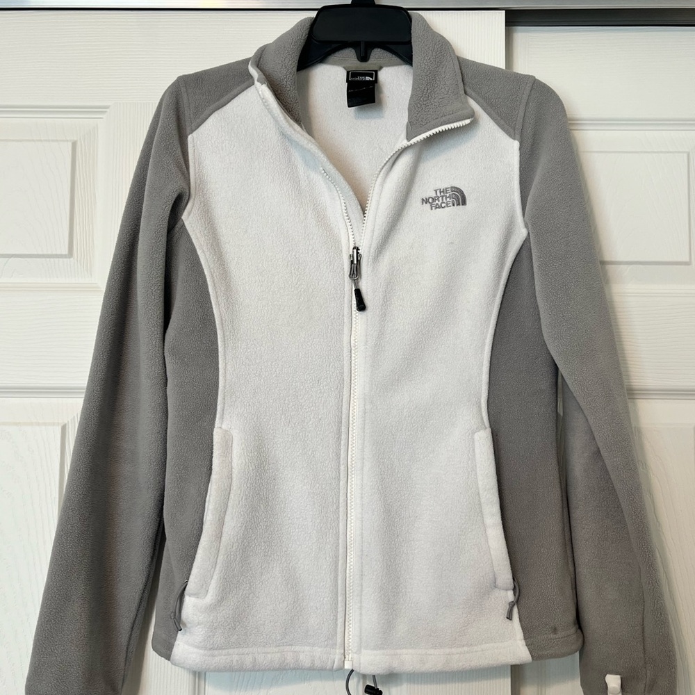 The North Face Women's White and Gray Full-Zip Fleece Jacket